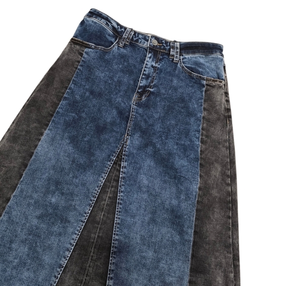 Wash Lab Denim Mixed Denim Maxi Skirt - Picture 7 of 14